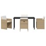 Conjunto de Comedor de Jardín con cojín 5 pcs Beige Poliratán