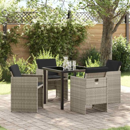 Conjunto de Comedor de Jardín 5 pcs Gris claro Poliratán