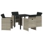 Conjunto de Comedor de Jardín 5 pcs Gris claro Poliratán