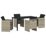Conjunto de Comedor de Jardín 5 pcs Gris claro Poliratán