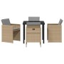 Conjunto de Comedor de Jardín con cojín 5 pcs Beige Poliratán