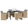 Conjunto de Comedor de Jardín con cojín 5 pcs Beige Poliratán