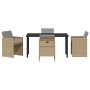 Conjunto de Comedor de Jardín con cojín 5 pcs Beige Poliratán