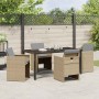 Conjunto de Comedor de Jardín con cojín 5 pcs Beige Poliratán