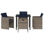 Conjunto de Comedor de Jardín con cojín 5 pcs Gris Poliratán