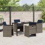Conjunto de Comedor de Jardín con cojín 5 pcs Gris Poliratán
