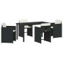 Conjunto de Comedor de Jardín con cojín 5 pcs Negro Poliratán