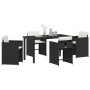 Conjunto de Comedor de Jardín con cojín 5 pcs Negro Poliratán