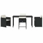 Conjunto de Comedor de Jardín con cojín 5 pcs Negro Poliratán