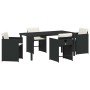 Conjunto de Comedor de Jardín con cojín 5 pcs Negro Poliratán