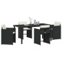 Conjunto de Comedor de Jardín con cojín 5 pcs Negro Poliratán