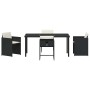 Conjunto de Comedor de Jardín con cojín 5 pcs Negro Poliratán