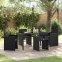 Conjunto de Comedor de Jardín con cojín 5 pcs Negro Poliratán
