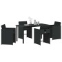 Conjunto de Comedor de Jardín con cojín 5 pcs Negro Poliratán
