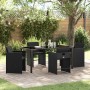 Conjunto de Comedor de Jardín con cojín 5 pcs Negro Poliratán