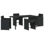Conjunto de Comedor de Jardín con cojín 5 pcs Negro Poliratán