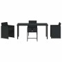 Conjunto de Comedor de Jardín con cojín 5 pcs Negro Poliratán