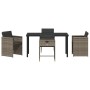 Conjunto de Comedor de Jardín con cojín 5 pcs Gris Poliratán