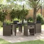 Conjunto de Comedor de Jardín con cojín 5 pcs Gris Poliratán