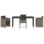 Conjunto de Comedor de Jardín con cojín 5 pcs Gris Poliratán
