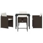 Conjunto de Comedor de Jardín con cojín 5 pcs Marrón Poliratán
