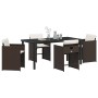 Conjunto de Comedor de Jardín con cojín 5 pcs Marrón Poliratán