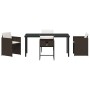 Conjunto de Comedor de Jardín con cojín 5 pcs Marrón Poliratán