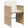 Conjunto de Comedor de Jardín con cojín 5 pcs Beige Poliratán