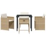 Conjunto de Comedor de Jardín con cojín 5 pcs Beige Poliratán