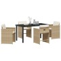 Conjunto de Comedor de Jardín con cojín 5 pcs Beige Poliratán