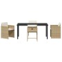 Conjunto de Comedor de Jardín con cojín 5 pcs Beige Poliratán