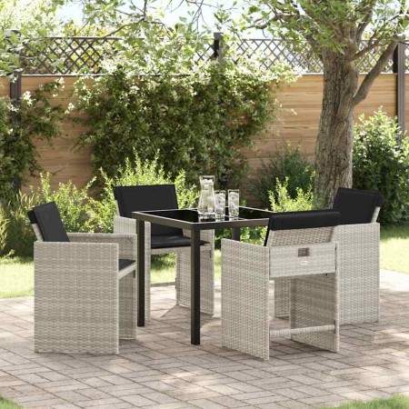 Conjunto de Comedor de Jardín 5 pcs Gris claro Poliratán