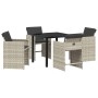 Conjunto de Comedor de Jardín 5 pcs Gris claro Poliratán