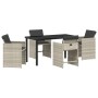 Conjunto de Comedor de Jardín 5 pcs Gris claro Poliratán