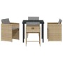 Conjunto de Comedor de Jardín con cojín 5 pcs Beige Poliratán
