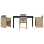 Conjunto de Comedor de Jardín con cojín 5 pcs Beige Poliratán