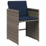 Conjunto de Comedor de Jardín con cojín 5 pcs Gris Poliratán