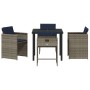 Conjunto de Comedor de Jardín con cojín 5 pcs Gris Poliratán
