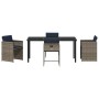 Conjunto de Comedor de Jardín con cojín 5 pcs Gris Poliratán
