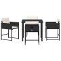 Conjunto de Comedor de Jardín con cojín 5 pcs Negro Poliratán