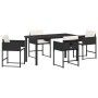 Conjunto de Comedor de Jardín con cojín 5 pcs Negro Poliratán