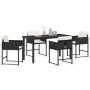 Conjunto de Comedor de Jardín con cojín 5 pcs Negro Poliratán