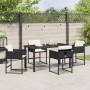 Conjunto de Comedor de Jardín con cojín 5 pcs Negro Poliratán