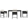 Conjunto de Comedor de Jardín con cojín 5 pcs Negro Poliratán