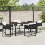 Conjunto de Comedor de Jardín con cojín 5 pcs Negro Poliratán