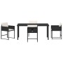 Conjunto de Comedor de Jardín con cojín 5 pcs Negro Poliratán