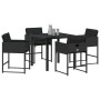 Conjunto de Comedor de Jardín con cojín 5 pcs Negro Poliratán