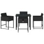 Conjunto de Comedor de Jardín con cojín 5 pcs Negro Poliratán