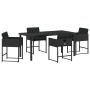 Conjunto de Comedor de Jardín con cojín 5 pcs Negro Poliratán