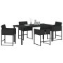 Conjunto de Comedor de Jardín con cojín 5 pcs Negro Poliratán